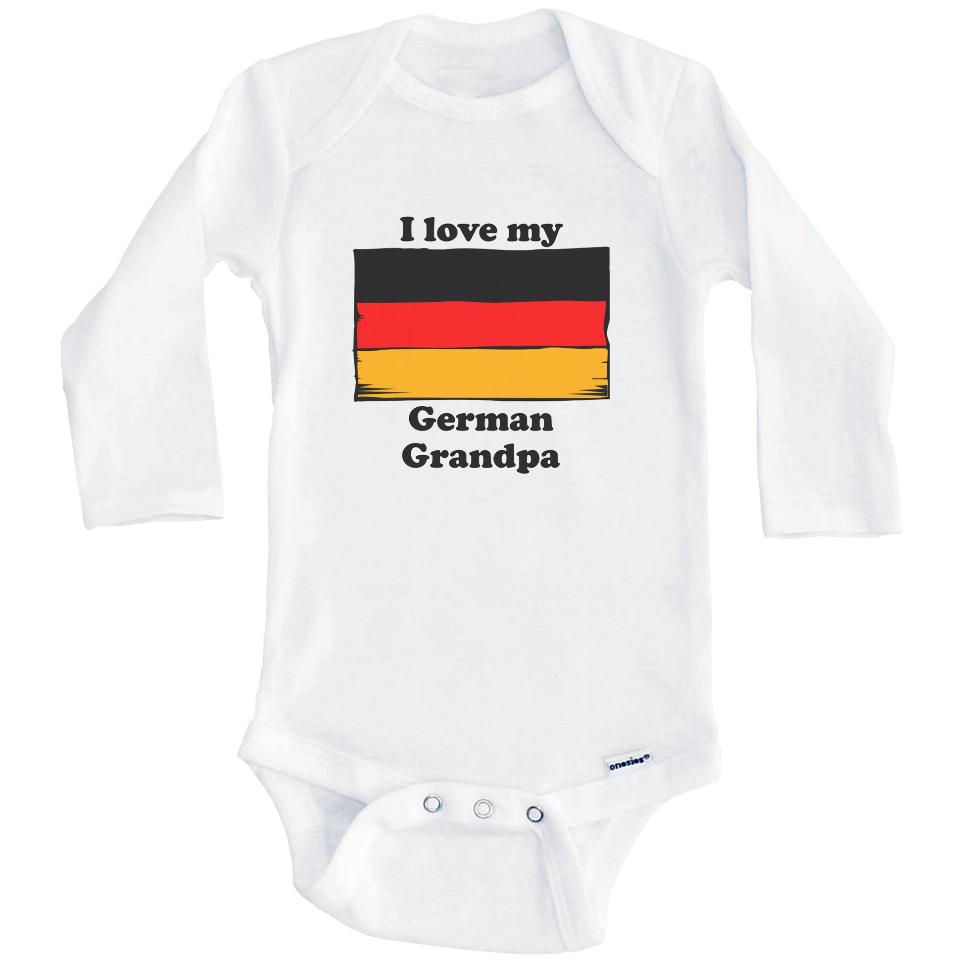 I Love My German Grandpa Germany Flag Grandchild Baby Onesie (Long Sleeves)