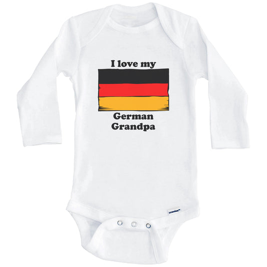 I Love My German Grandpa Germany Flag Grandchild Baby Onesie (Long Sleeves)