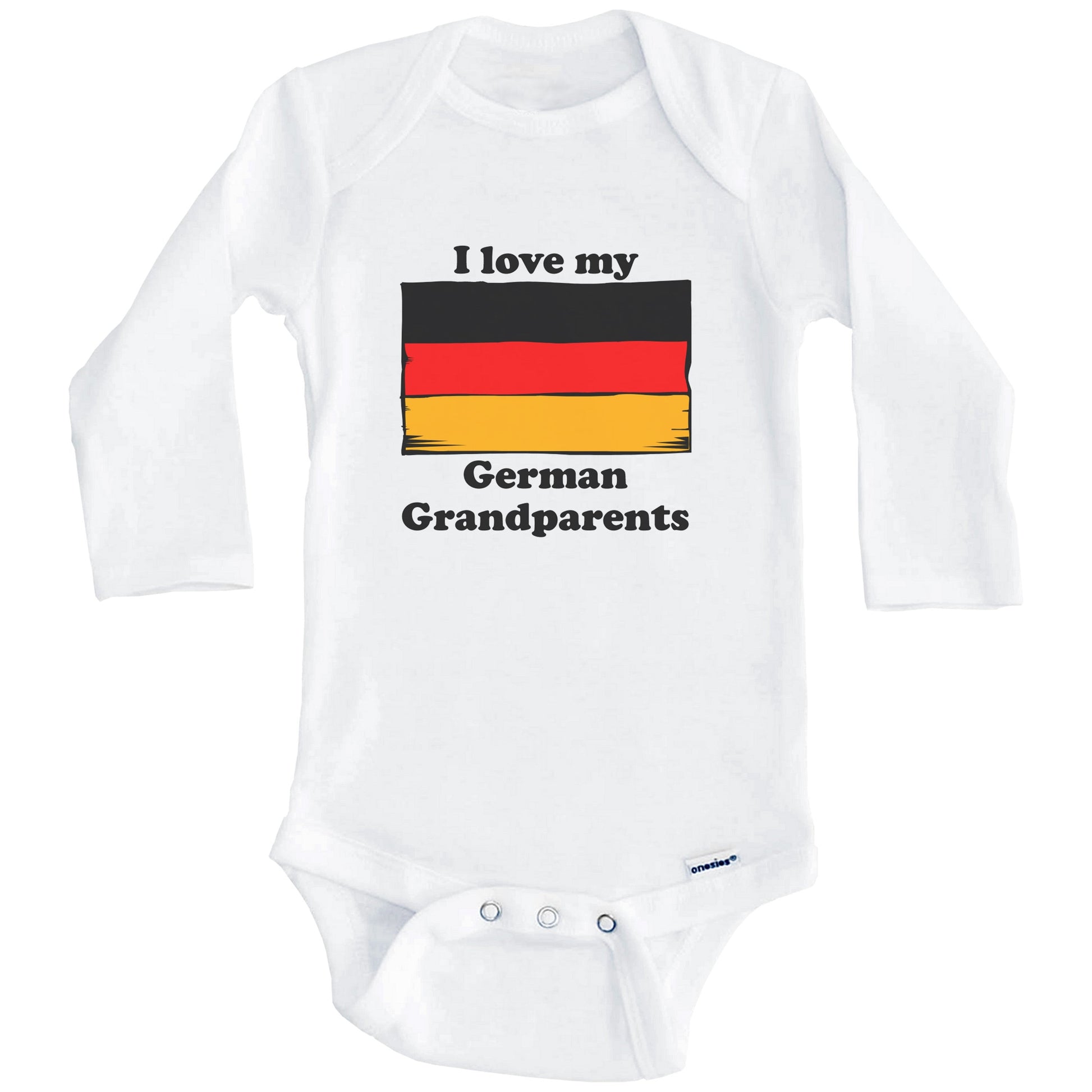 I Love My German Grandparents Germany Flag Grandchild Baby Onesie (Long Sleeves)