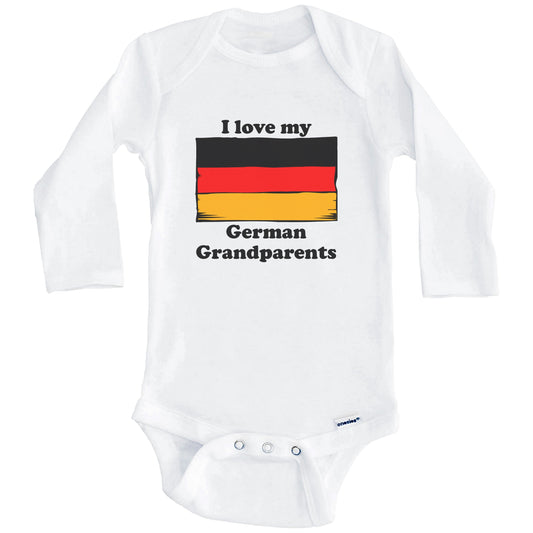 I Love My German Grandparents Germany Flag Grandchild Baby Onesie (Long Sleeves)