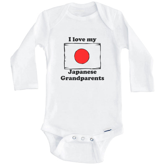 I Love My Japanese Grandparents Japan Flag Grandchild Baby Onesie (Long Sleeves)