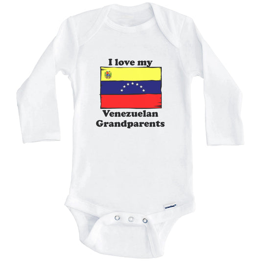 I Love My Venezuelan Grandparents Venezuela Flag Grandchild Baby Onesie (Long Sleeves)