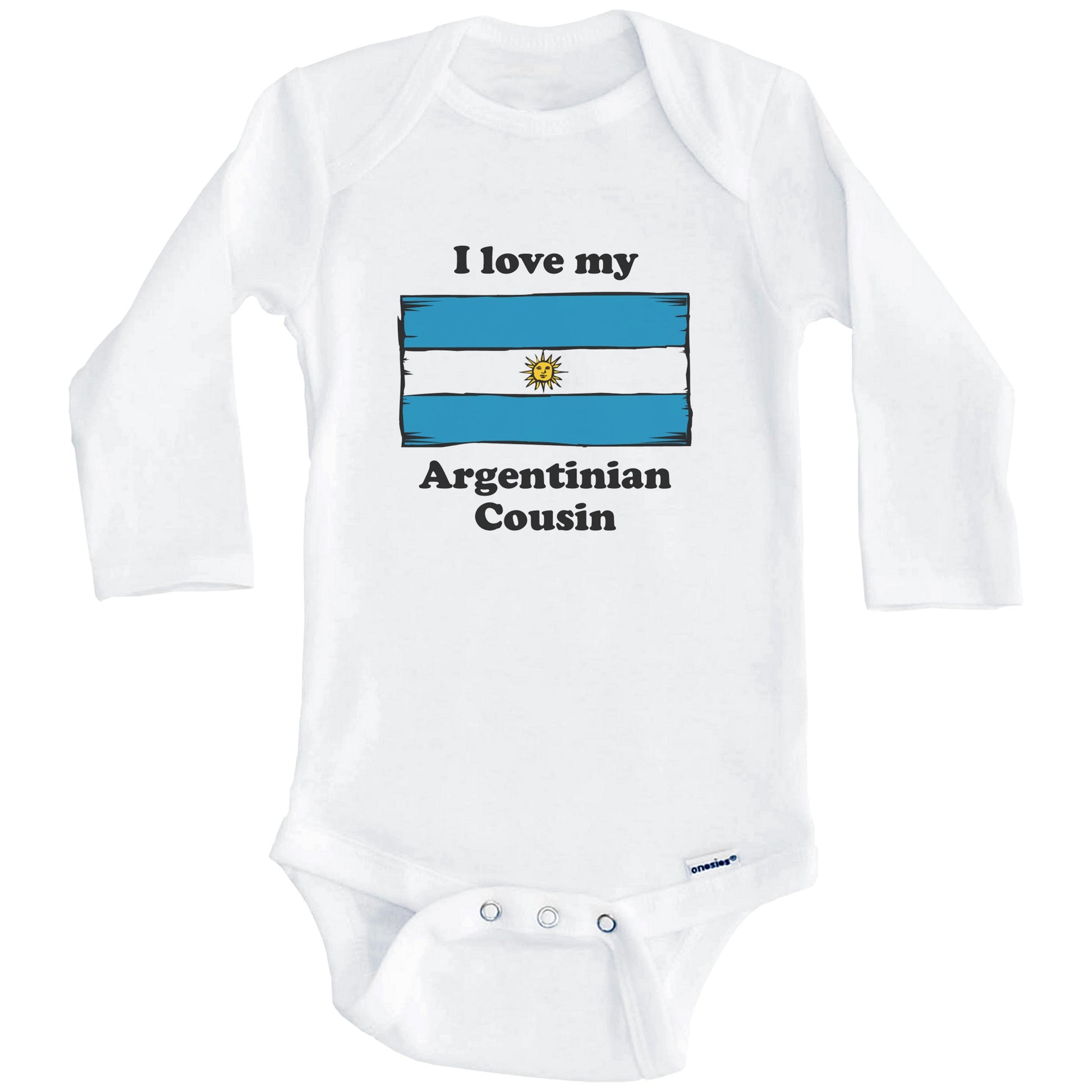 I Love My Argentinian Cousin Argentina Flag Baby Onesie (Long Sleeves)