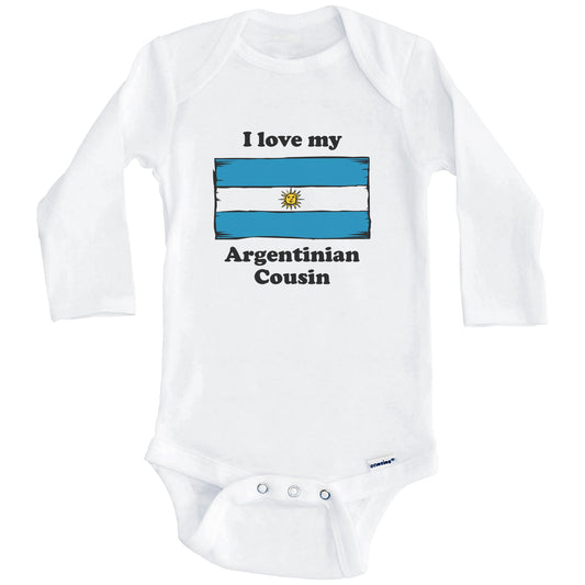 I Love My Argentinian Cousin Argentina Flag Baby Onesie (Long Sleeves)