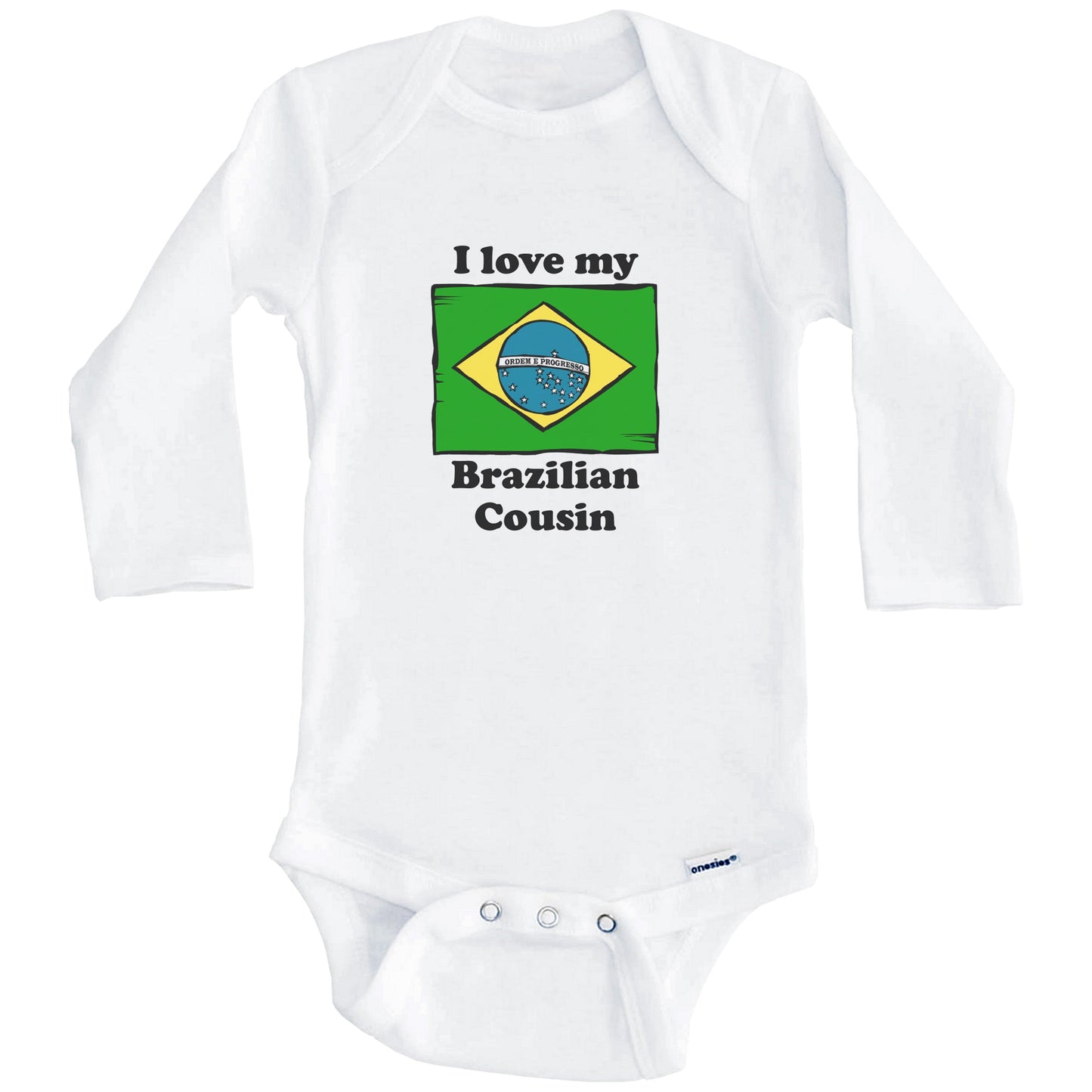 I Love My Brazilian Cousin Brazil Flag Baby Onesie (Long Sleeves)