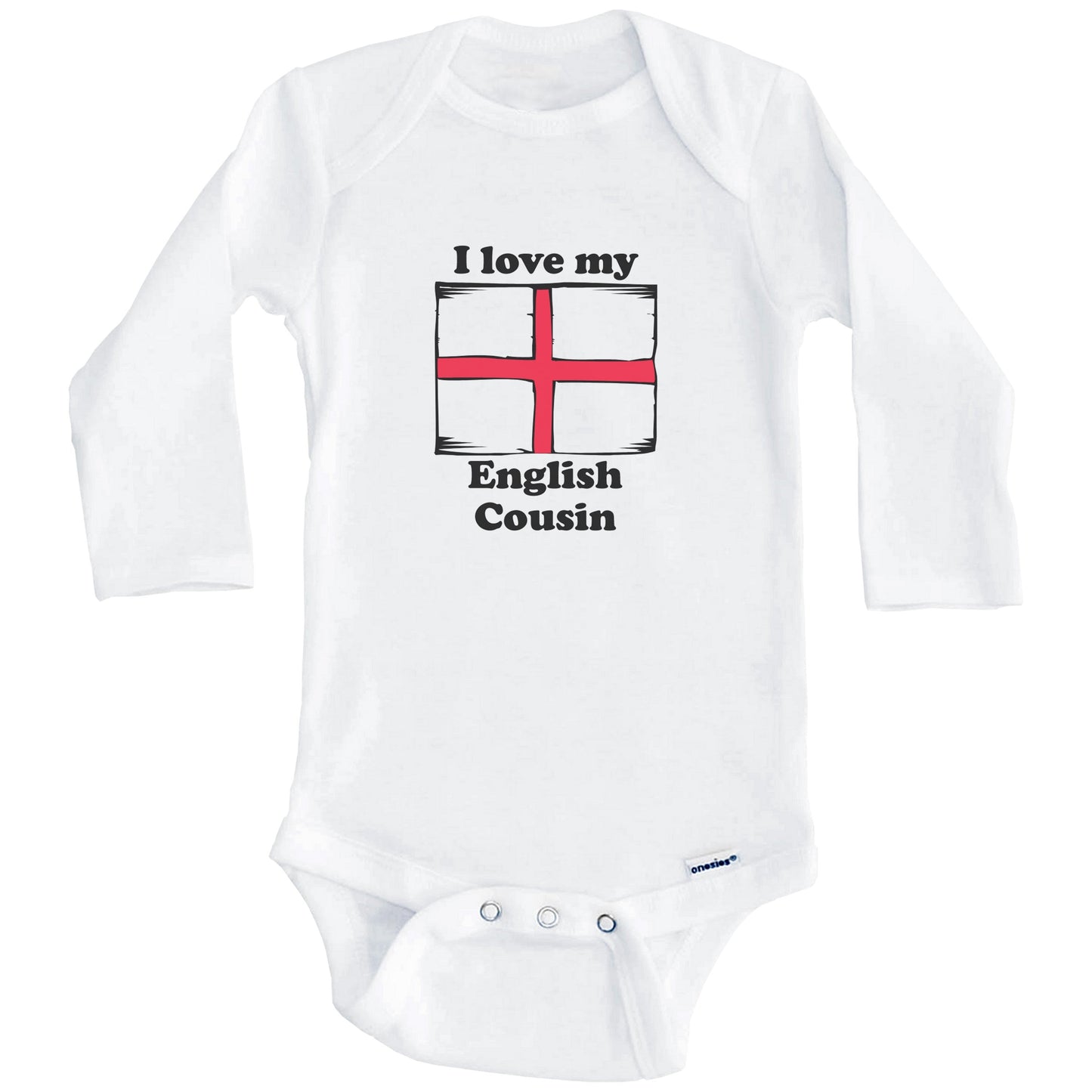 I Love My English Cousin England Flag Baby Onesie (Long Sleeves)