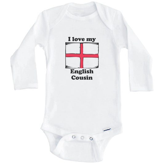 I Love My English Cousin England Flag Baby Onesie (Long Sleeves)