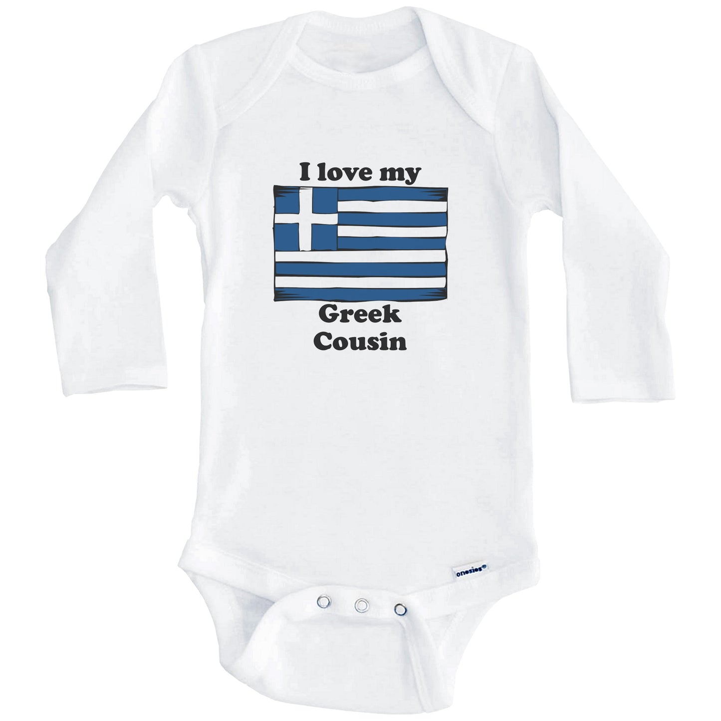 I Love My Greek Cousin Greece Flag Baby Onesie (Long Sleeves)