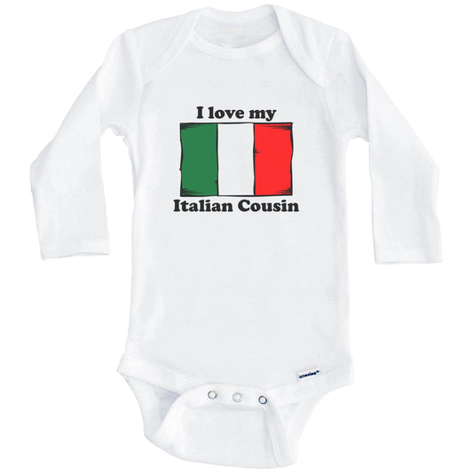 I Love My Italian Cousin Italy Flag Baby Onesie (Long Sleeves)