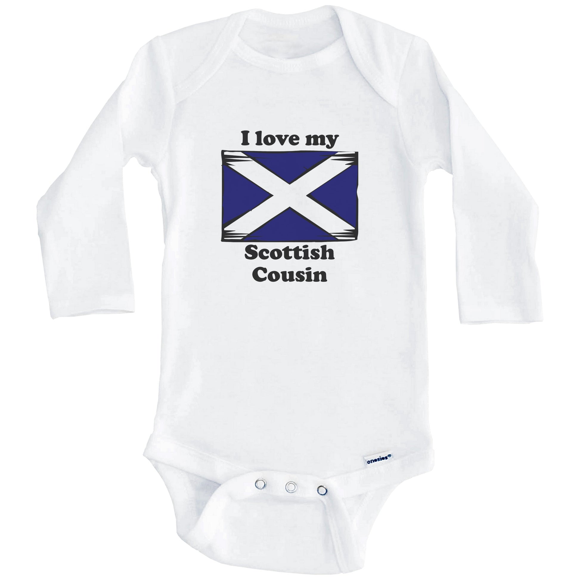I Love My Scottish Cousin Scotland Flag Baby Onesie (Long Sleeves)