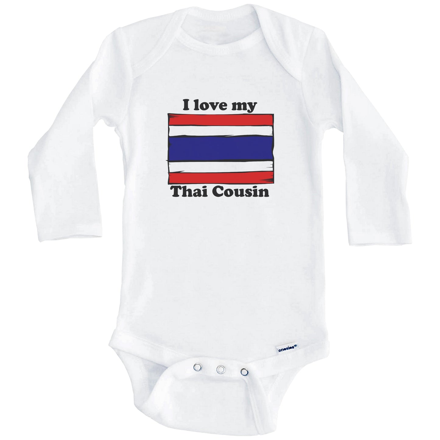 I Love My Thai Cousin Thailand Flag Baby Onesie (Long Sleeves)