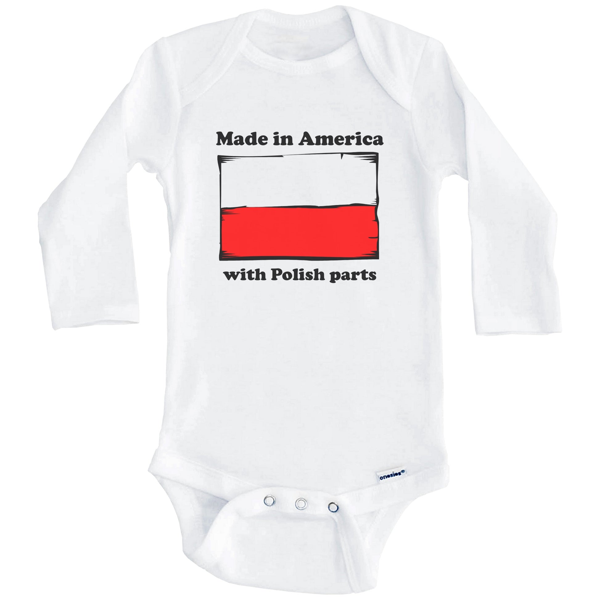 Made In America With Polish Parts Funny Poland Flag Baby Onesie (Long Sleeves)