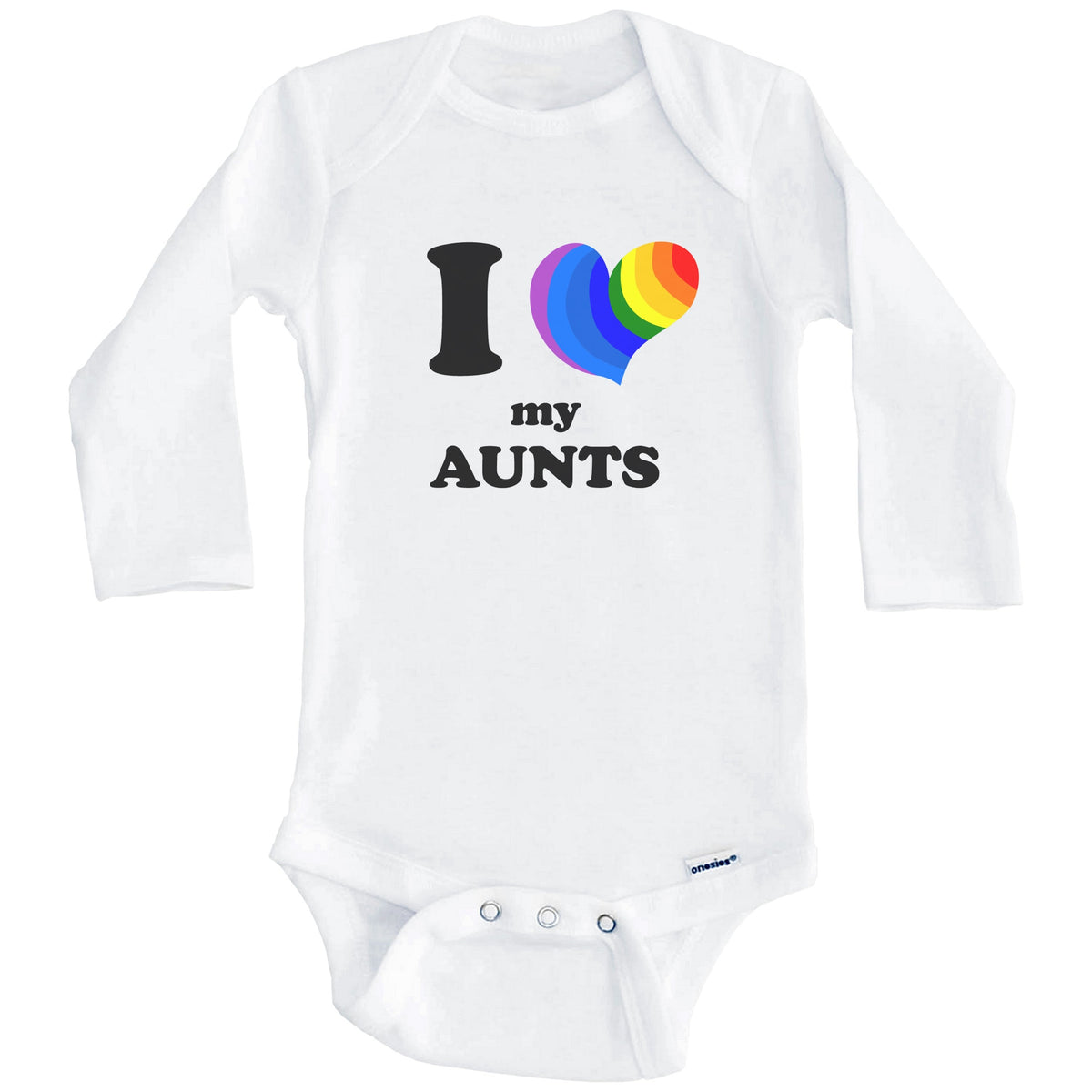 I Love My Aunts Same Sex Marriage Gay Pride Rainbow Heart Niece Nephew Baby Onesie (Long Sleeves)