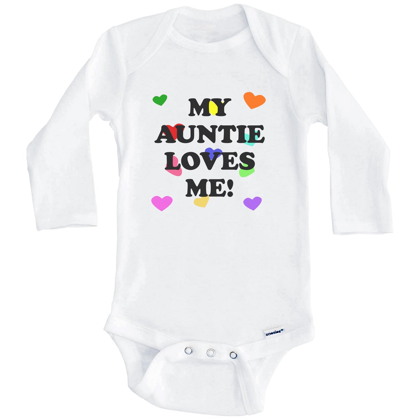 My Auntie Loves Me Cute Niece Nephew Baby Onesie (Long Sleeves)