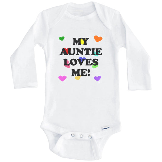 My Auntie Loves Me Cute Niece Nephew Baby Onesie (Long Sleeves)