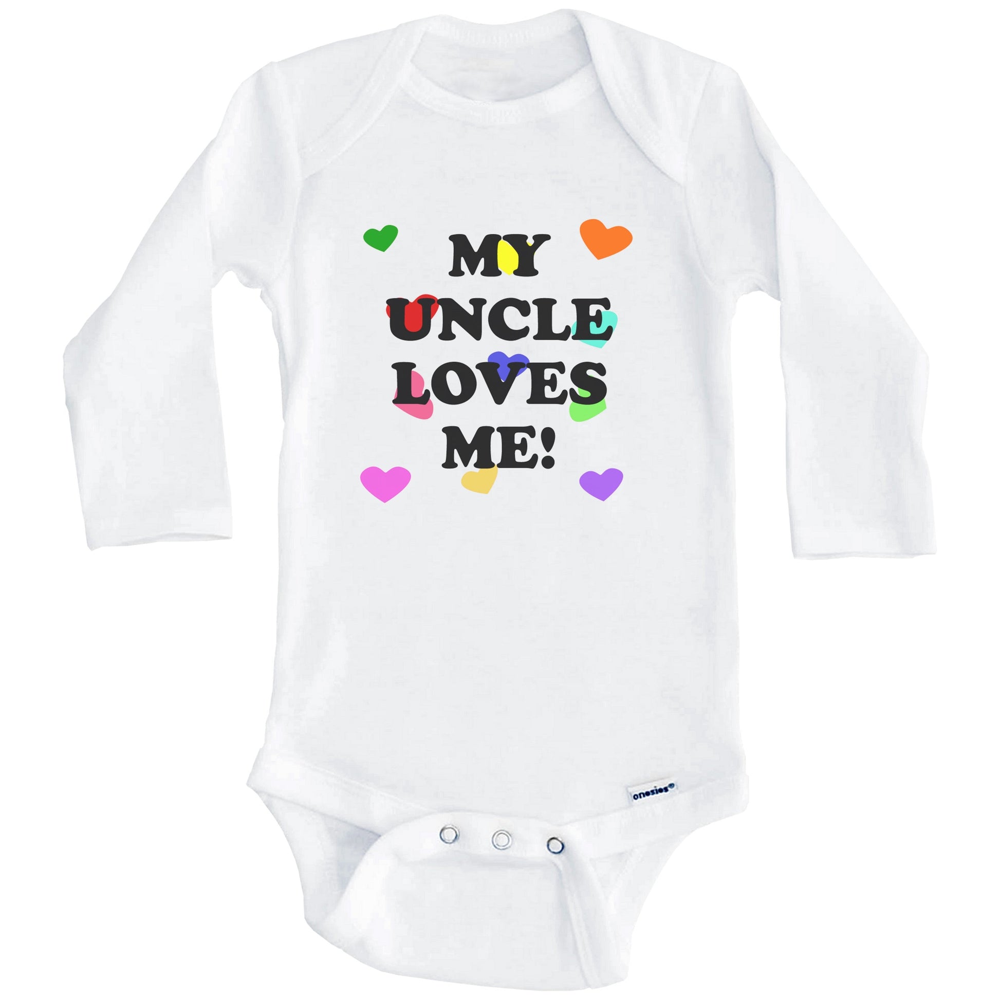 My Uncle Loves Me Cute Niece Nephew Baby Onesie (Long Sleeves)