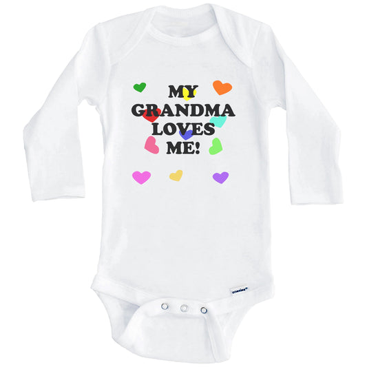 My Grandma Loves Me Cute Grandchild Baby Onesie (Long Sleeves)