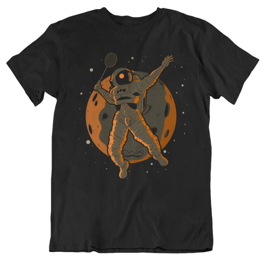 Badminton Astronaut Outer Space Spaceman T-Shirt