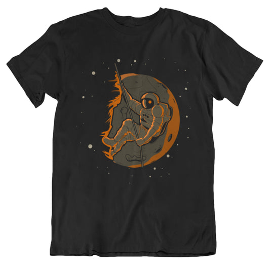 Rock Climbing Astronaut Outer Space Spaceman T-Shirt