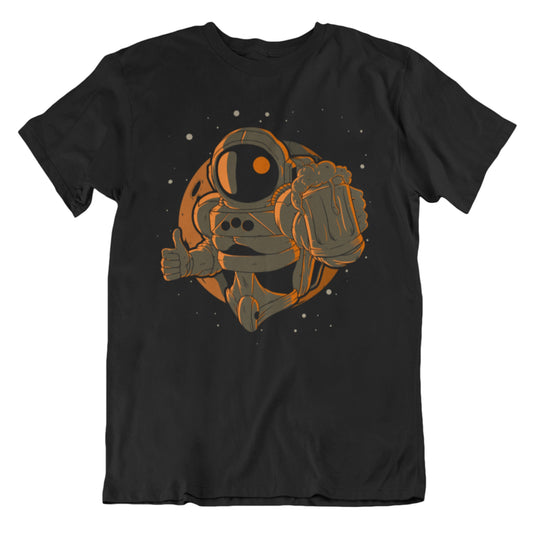 Astronaut With Beer Outer Space Spaceman Craft Beer T-Shirt - Men's Astronaut Shirt
