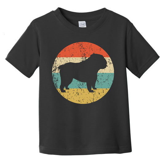 Retro English Bulldog Icon Dog Silhouette Infant Toddler T-Shirt