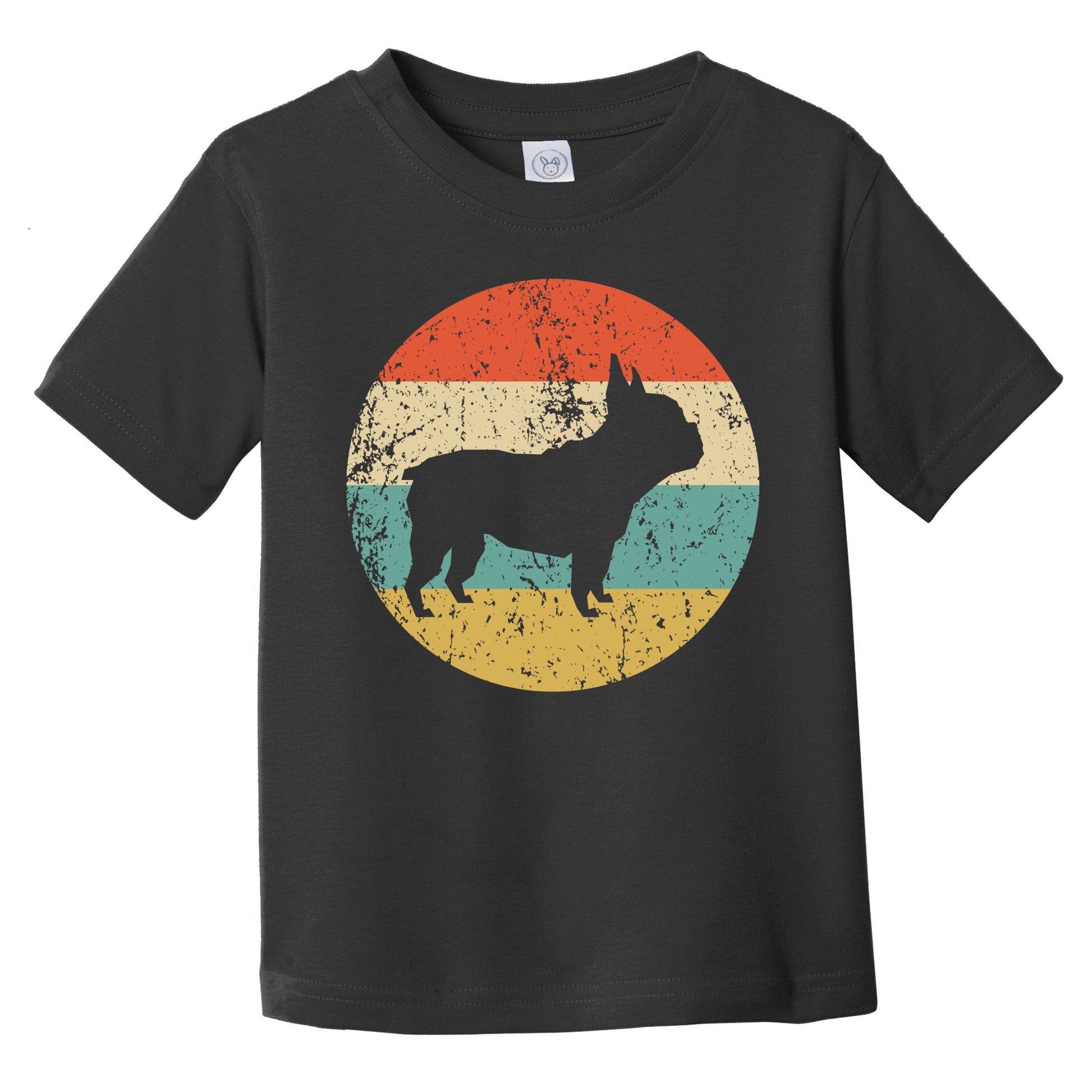 Retro French Bulldog Icon Dog Silhouette Infant Toddler T-Shirt