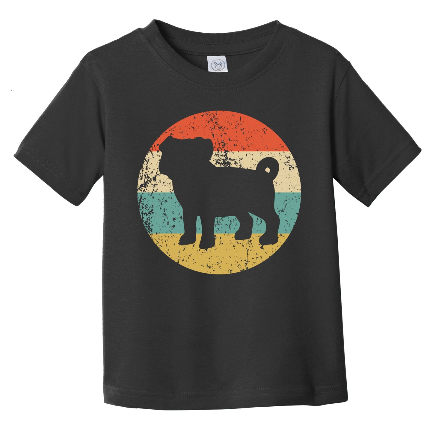 Retro Pug Icon Dog Silhouette Infant Toddler T-Shirt