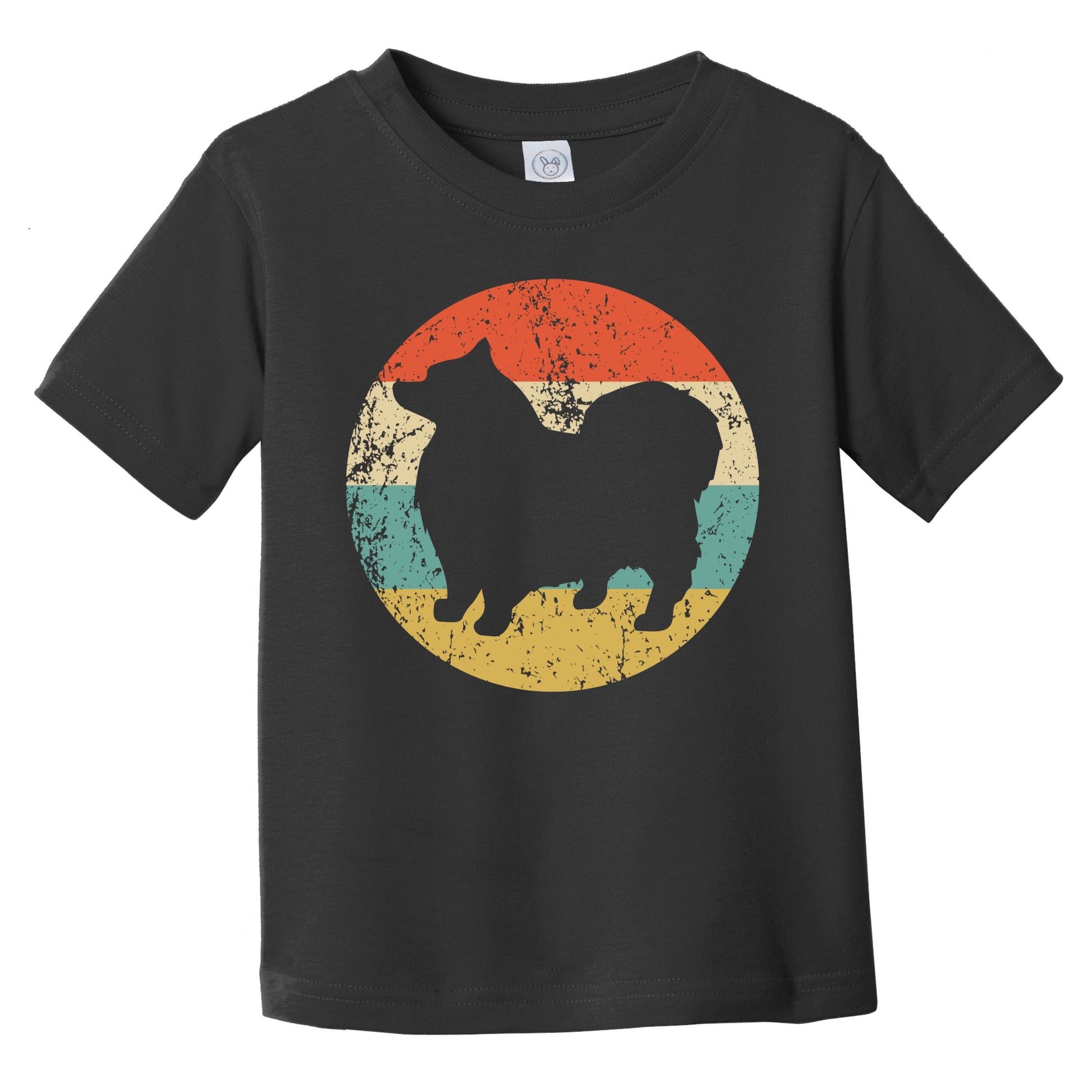 Retro Keeshond Icon Dog Silhouette Infant Toddler T-Shirt