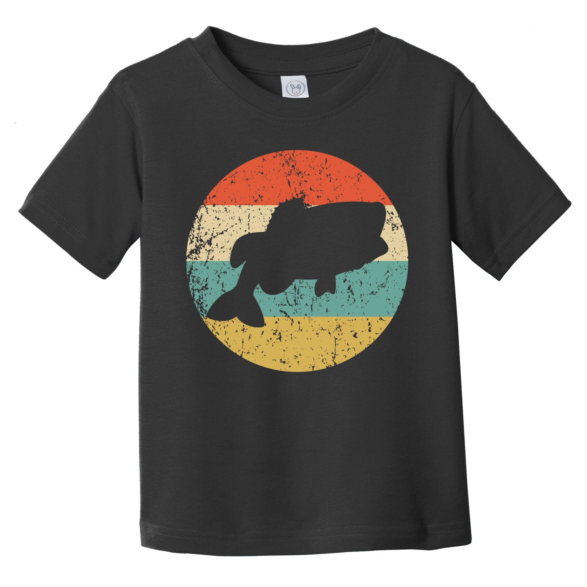 Retro Bass Fish Icon Fishing Infant Toddler T-Shirt 2T / Black