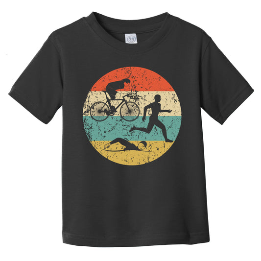 Retro Running Swimming Biking Icon Triathlon Infant Toddler T-Shirt