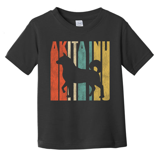 Retro Akita Inu Dog Silhouette Akita Cracked Distressed Infant Toddler T-Shirt