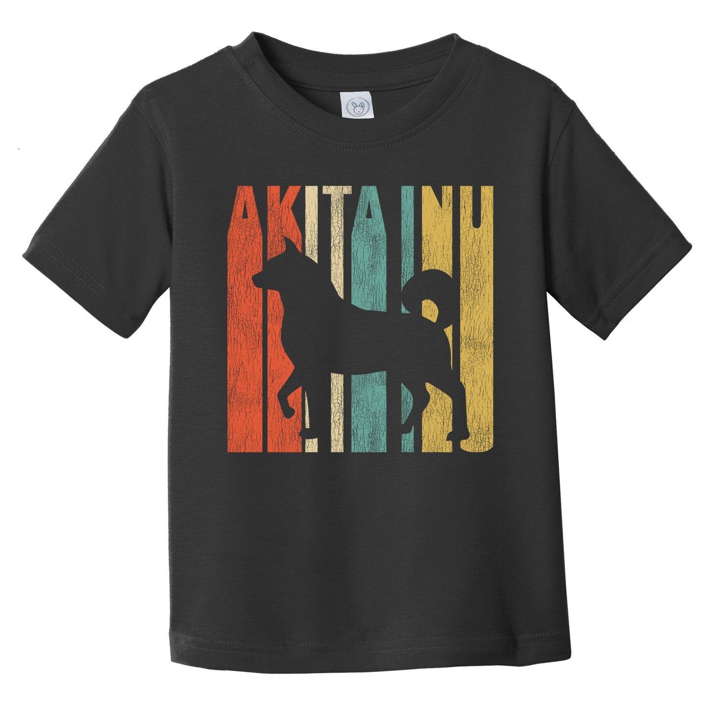 Retro Akita Inu Dog Silhouette Akita Cracked Distressed Infant Toddler T-Shirt