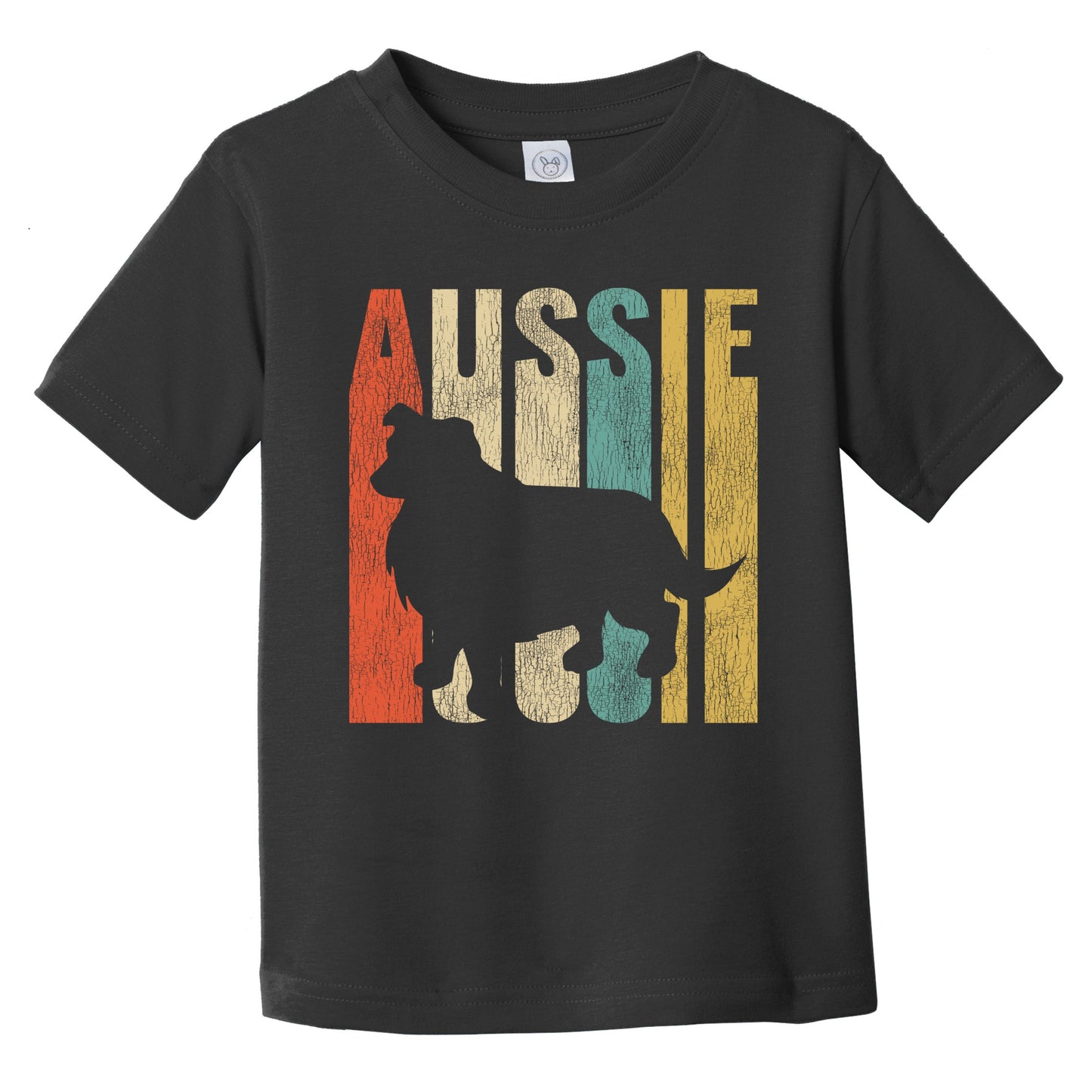 Retro Aussie Dog Silhouette Australian Shepherd Cracked Distressed Infant Toddler T-Shirt
