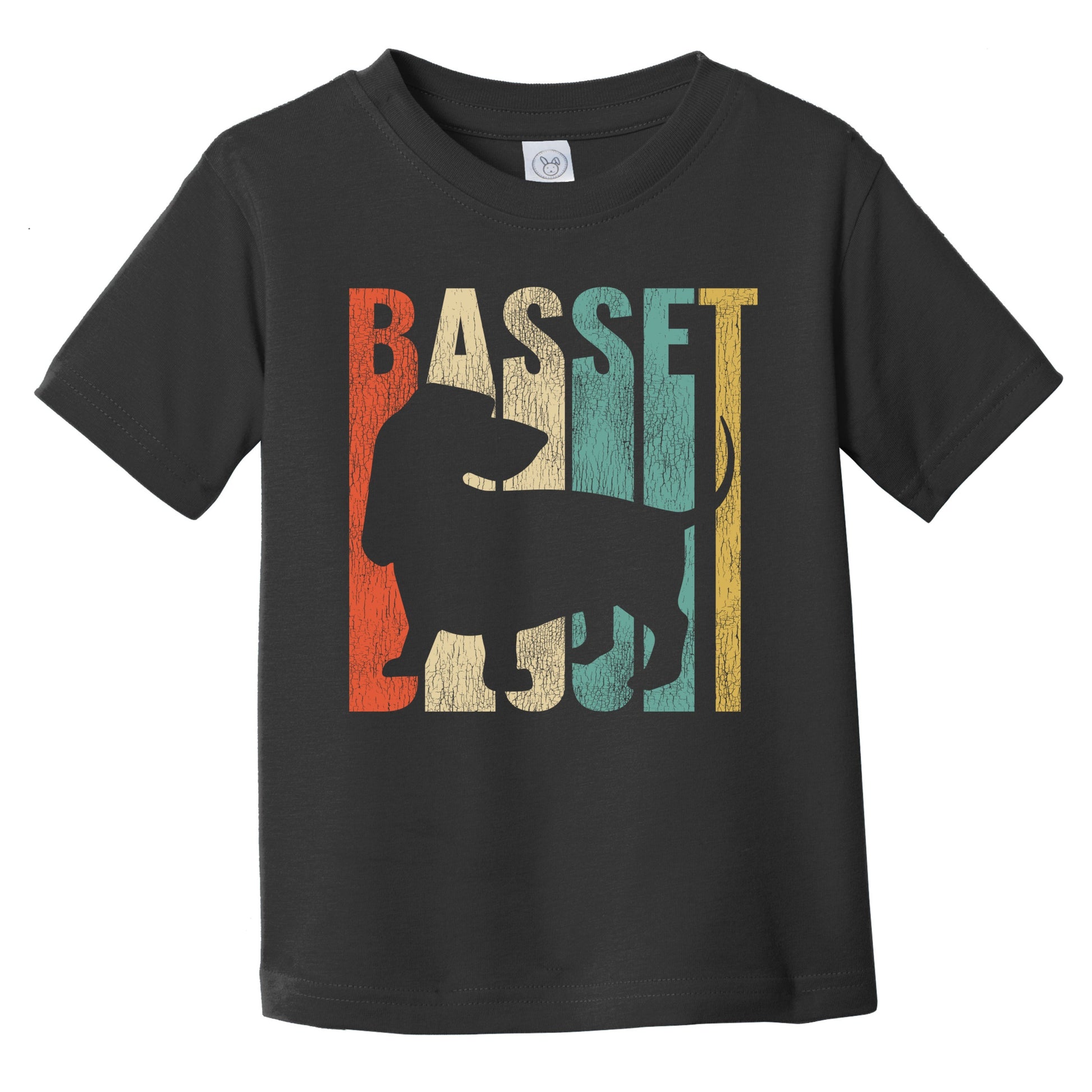 Retro Basset Hound Dog Silhouette Cracked Distressed Infant Toddler T-Shirt