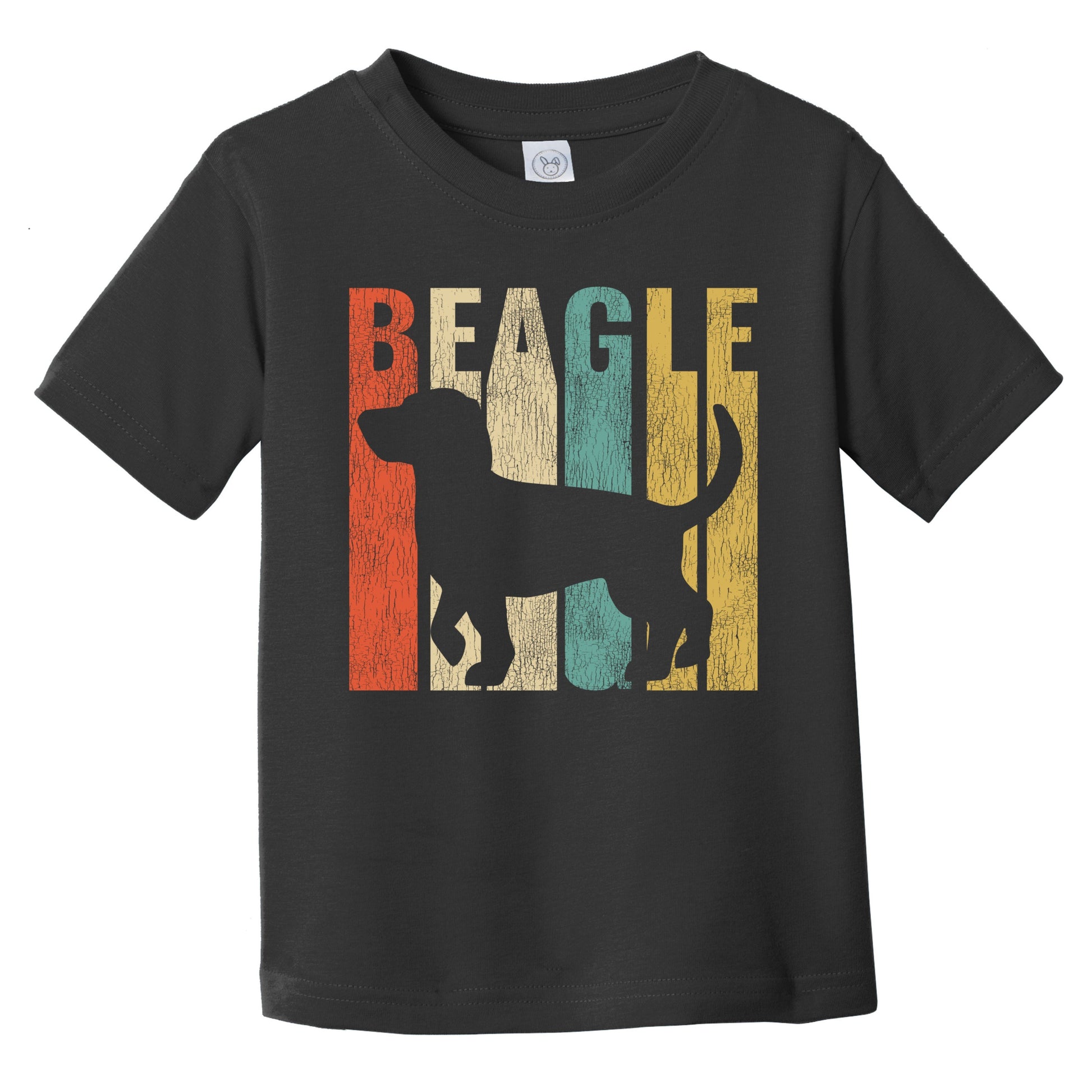 Retro Beagle Dog Silhouette Cracked Distressed Infant Toddler T-Shirt