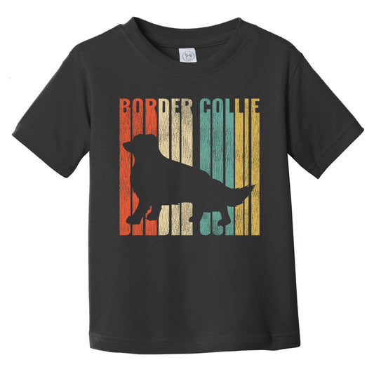 Retro Border Collie Dog Silhouette Cracked Distressed Infant Toddler T-Shirt