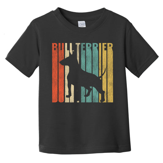 Retro Bull Terrier Dog Silhouette Cracked Distressed Infant Toddler T-Shirt