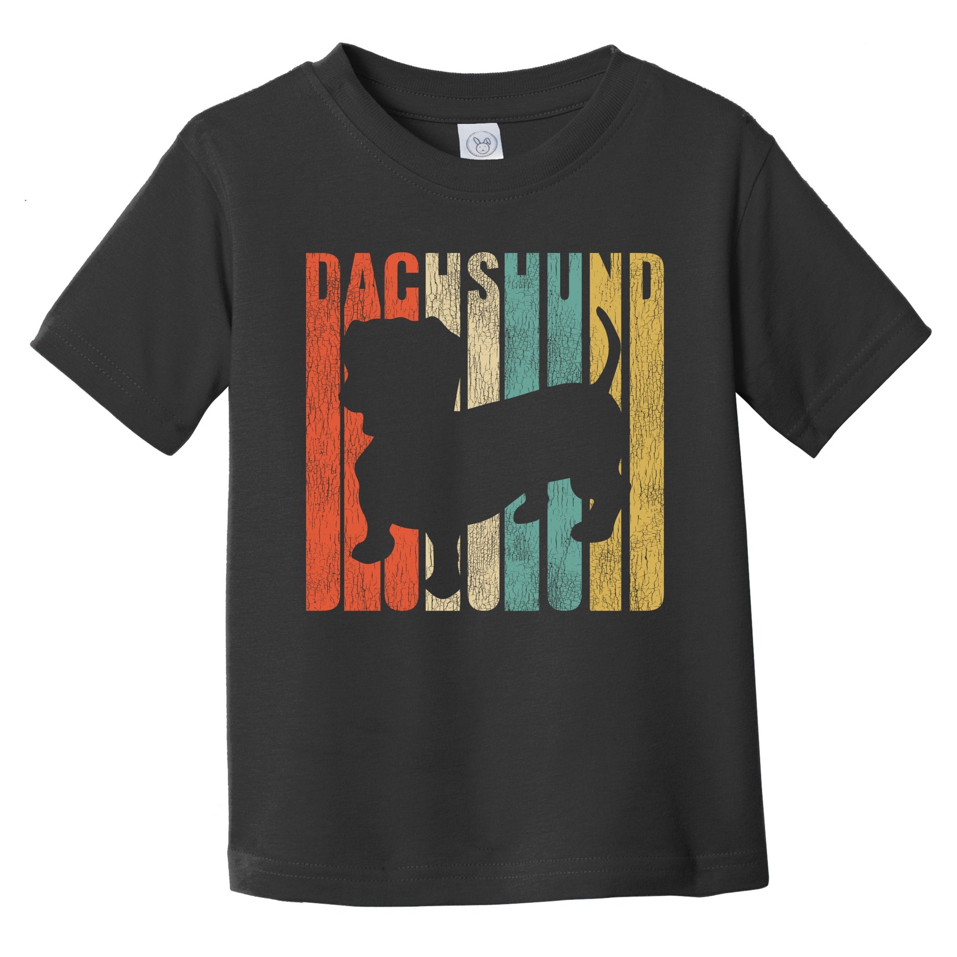Retro Dachshund Dog Silhouette Doxen Cracked Distressed Infant Toddler T-Shirt