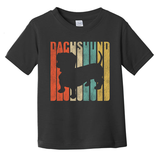 Retro Dachshund Dog Silhouette Doxen Cracked Distressed Infant Toddler T-Shirt