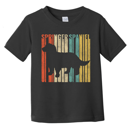 Retro English Springer Spaniel Dog Silhouette Cracked Distressed Infant Toddler T-Shirt