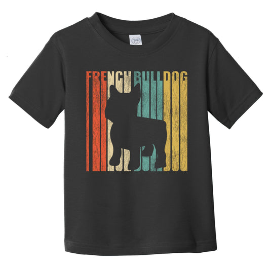 Retro French Bulldog Dog Silhouette Frenchie Cracked Distressed Infant Toddler T-Shirt