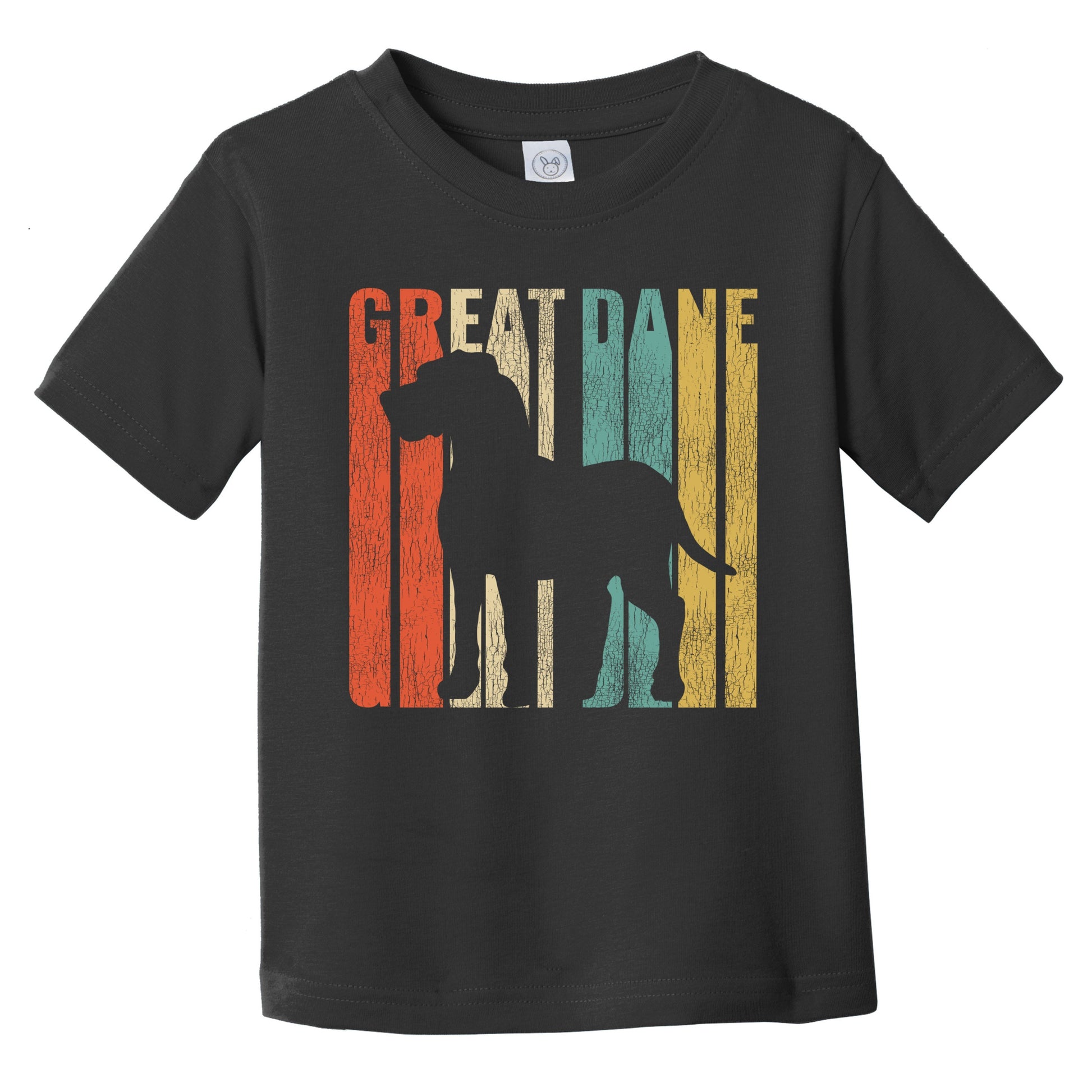 Retro Great Dane Dog Silhouette Cracked Distressed Infant Toddler T-Shirt