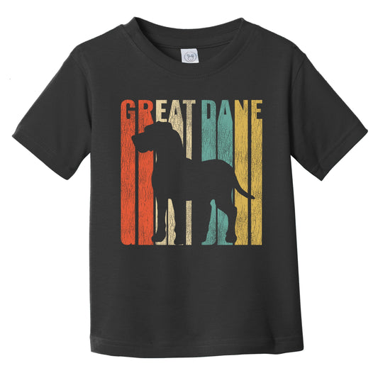 Retro Great Dane Dog Silhouette Cracked Distressed Infant Toddler T-Shirt