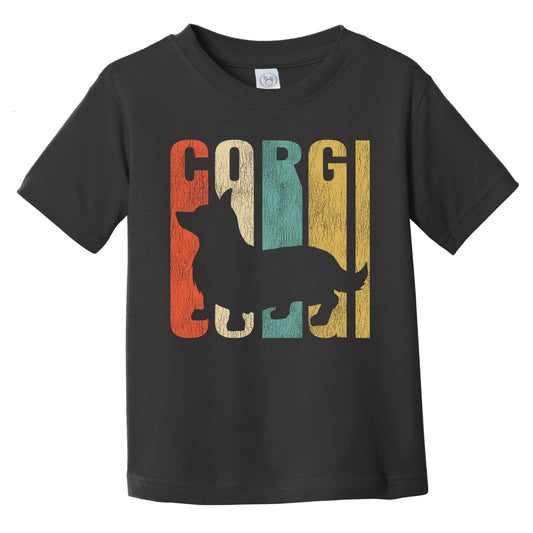 Retro Pembroke Welsh Corgi Dog Silhouette Corgi Cracked Distressed Infant Toddler T-Shirt