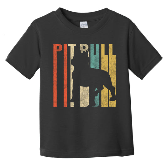Retro Pit Bull Dog Silhouette Pitty Cracked Distressed Infant Toddler T-Shirt