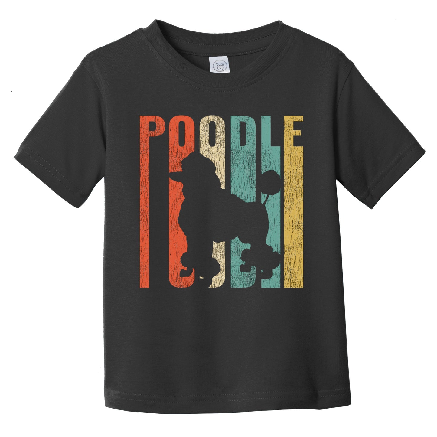 Retro Poodle Dog Silhouette Cracked Distressed Infant Toddler T-Shirt