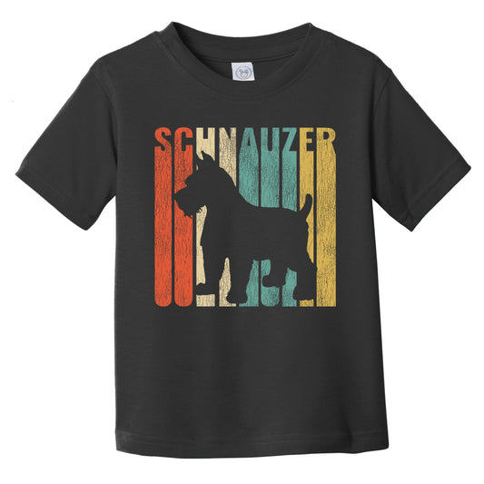 Retro Schnauzer Dog Silhouette Cracked Distressed Infant Toddler T-Shirt