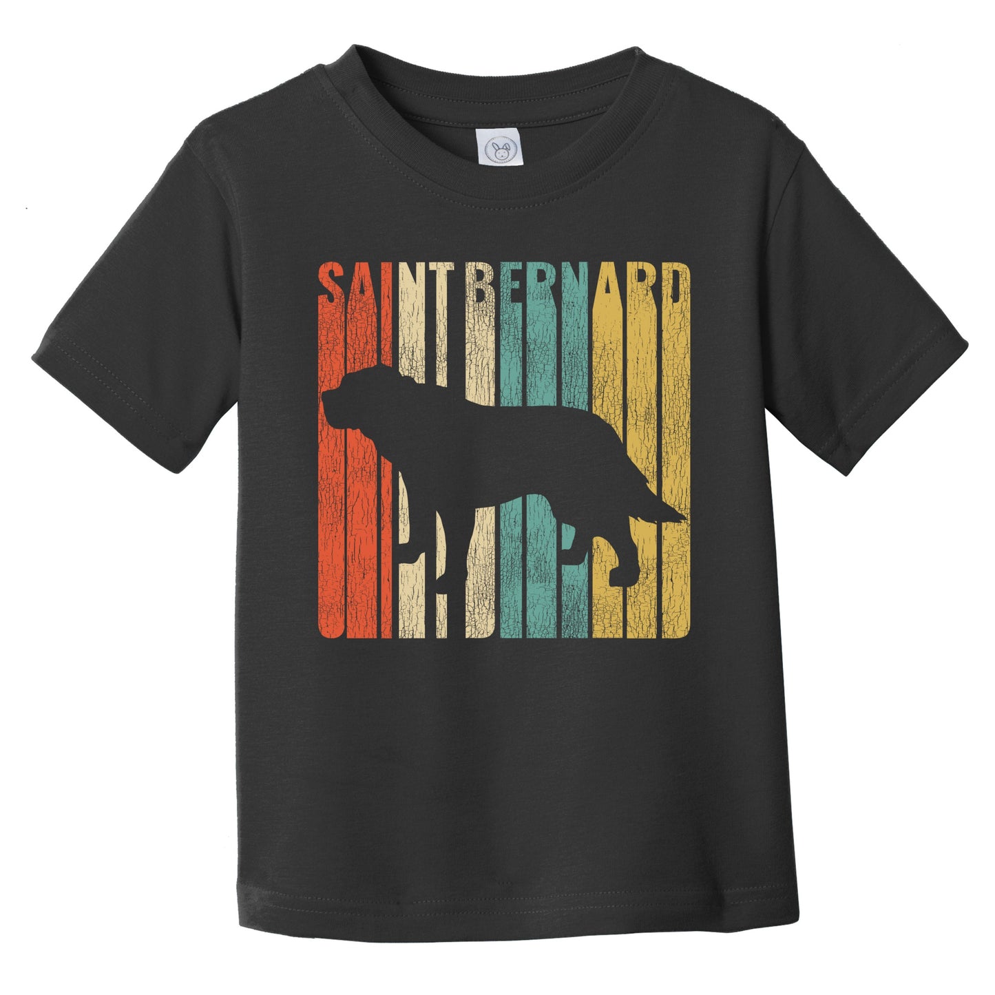 Retro St. Bernard Dog Silhouette Saint Bernard Cracked Distressed Infant Toddler T-Shirt