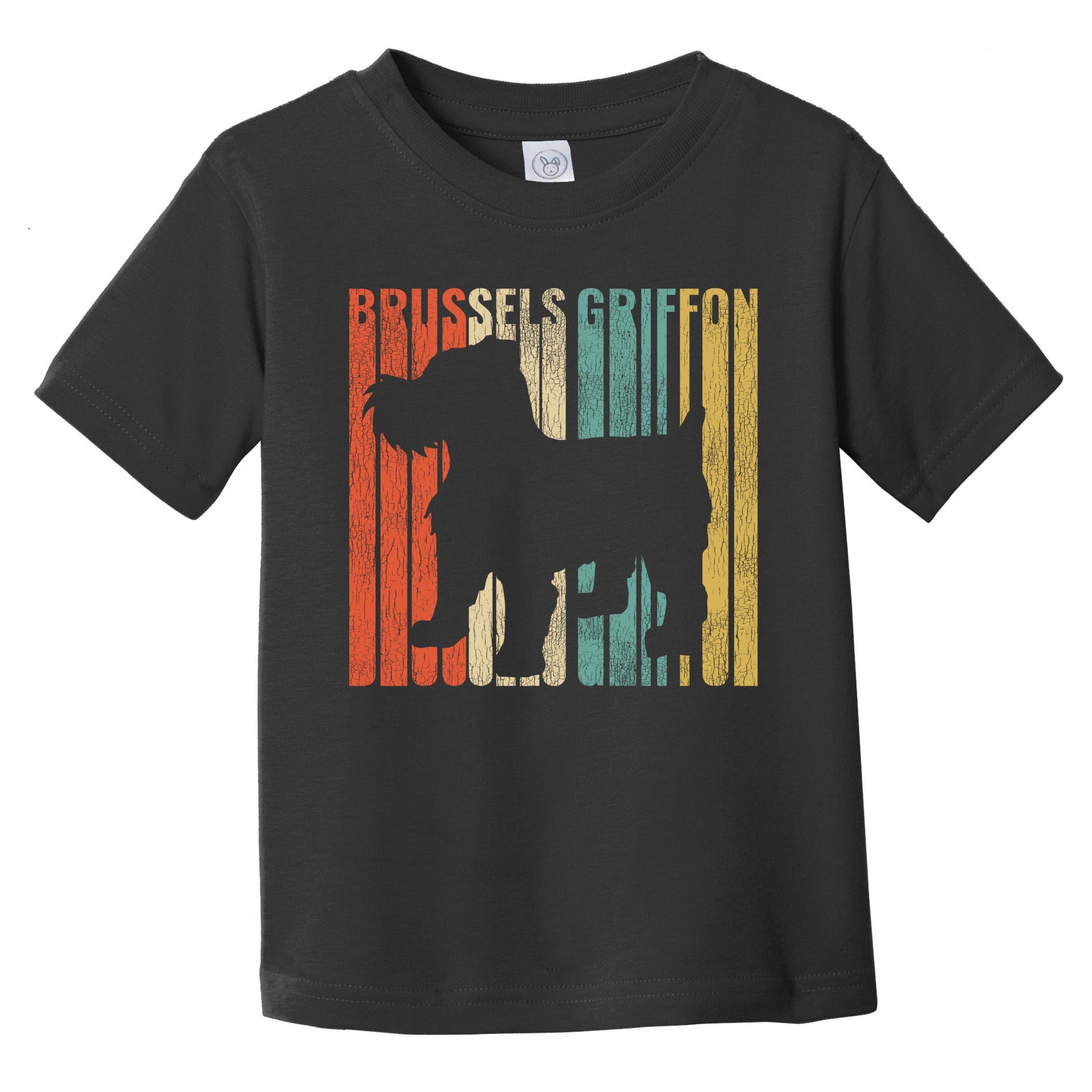 Retro Brussels Griffon Dog Silhouette Cracked Distressed Infant Toddler T-Shirt