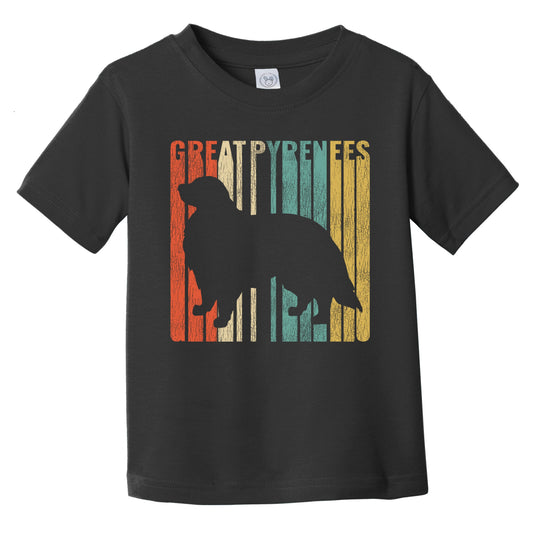 Retro Great Pyrenees Dog Silhouette Cracked Distressed Infant Toddler T-Shirt